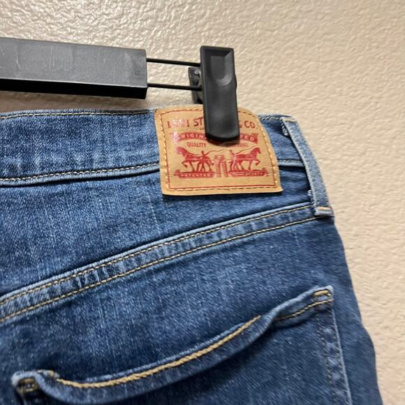 Levi's Mile High Cropped Wide Leg Denim Jeans Size 30 Dark Wash Red Stripe - Picture 8 of 11